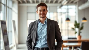 coach new york cologne - Professional man in business casual outfit wearing Coach New York Cologne, stand