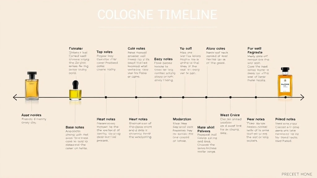 cologne fragrance - 
Timeline infographic showing how cologne fragrance develops from top notes thro