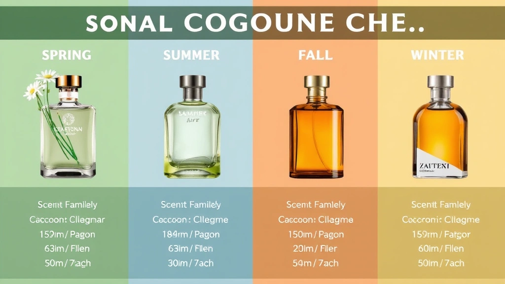 cologne types - 
Seasonal cologne guide showing different scent families and concentrations for 