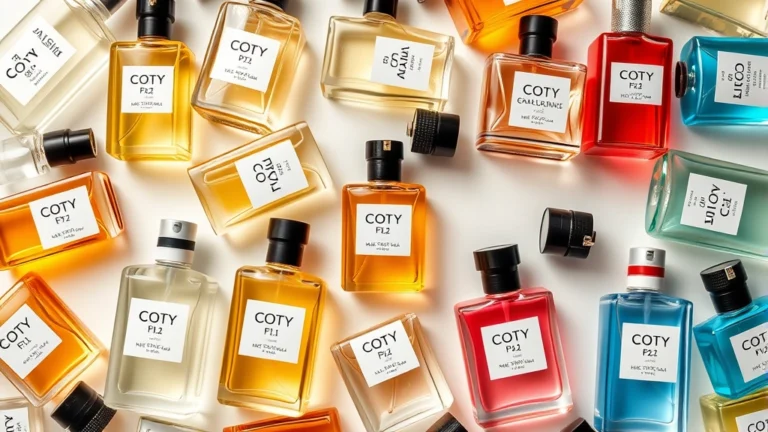 coty fragrances - Flat lay of Coty fragrance bottles in various concentrations showing cologne, ED