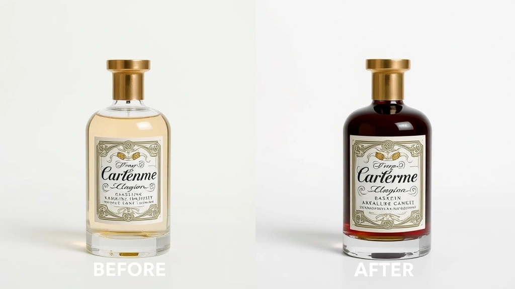 custom cologne bottles - 
Before and after comparison of a standard cologne bottle transformed with custo