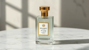 de marly cologne - Elegant de marly cologne bottle with frosted glass and gold accents on marble su