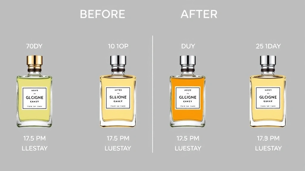 different types of cologne - 
Before and after timeline showing fragrance longevity on skin throughout the da