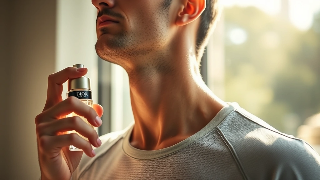 dior sport cologne - 
Man wearing athletic wear or office casual clothing spraying Dior Sport Cologne