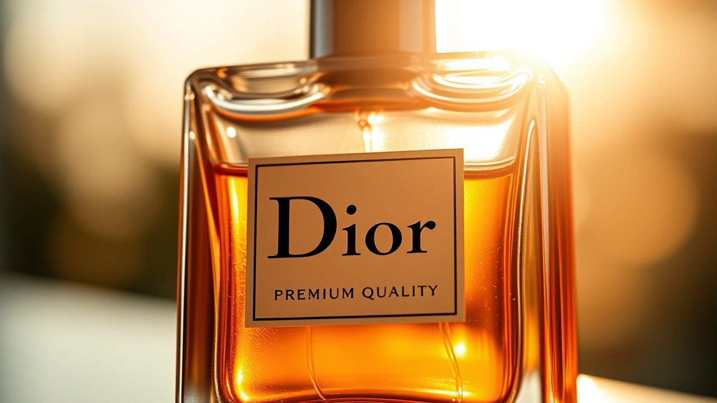 dior women's fragrances - 
Close-up detail shot of Dior fragrance bottle with morning sunlight showing the