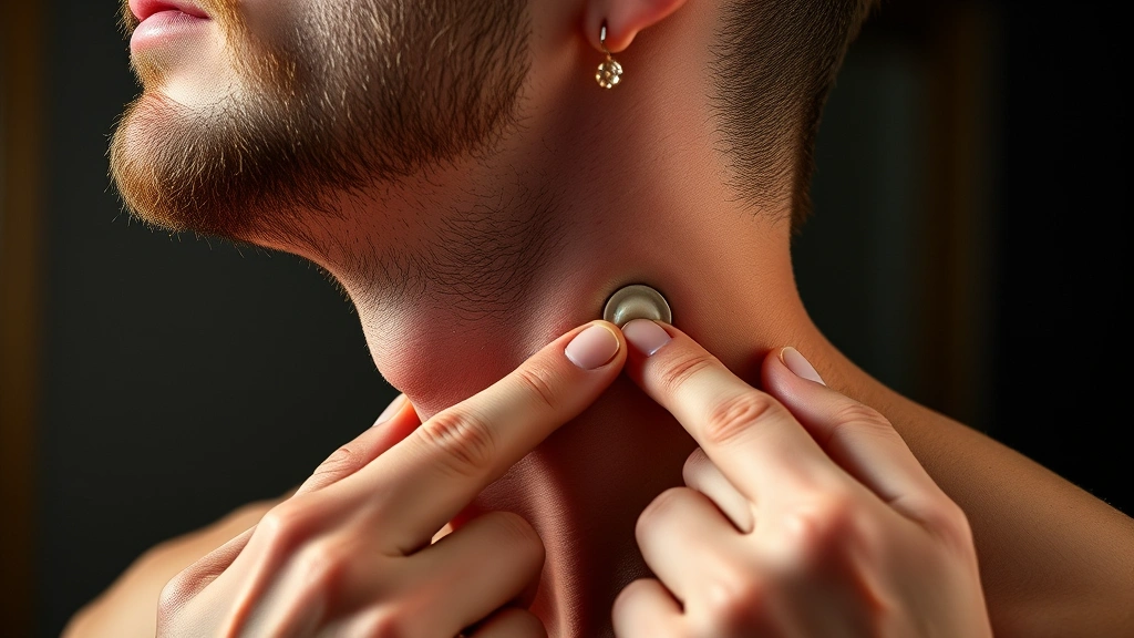 duke cannon solid cologne - 
Man applying Duke Cannon solid cologne to neck area with fingertips, demonstrat