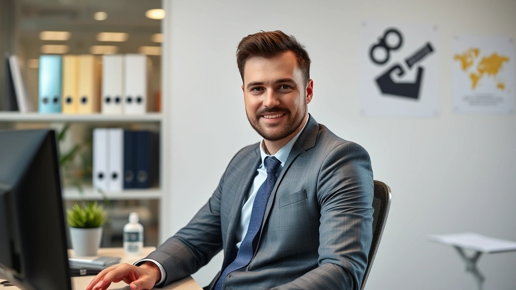 english laundry cologne - 
Professional man in business casual attire at an office desk looking confident,