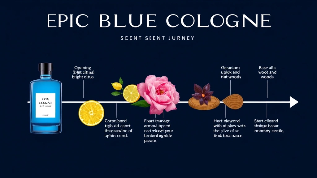 epic blue cologne - 
Timeline graphic showing the scent journey of epic blue cologne from opening (b