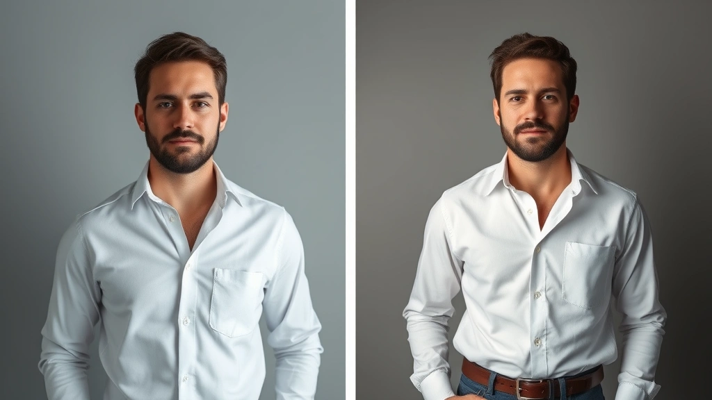 epic blue cologne - 
Before and after style comparison showing a man’s posture and confidence 