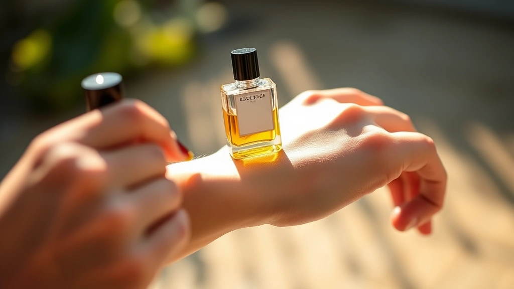 essential oil cologne -
Lifestyle image of person applying essential oil cologne to pulse points on wri