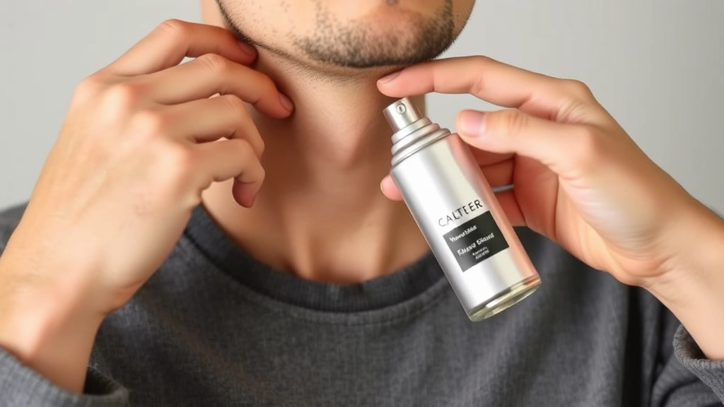 floris cologne - 
Hands applying cologne to pulse points on neck and wrist with proper technique,