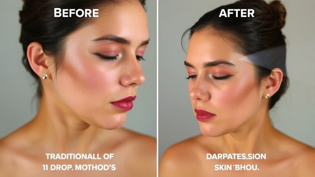 fragrance atomizer - 
Before and after visualization of fragrance coverage on skin using traditional 