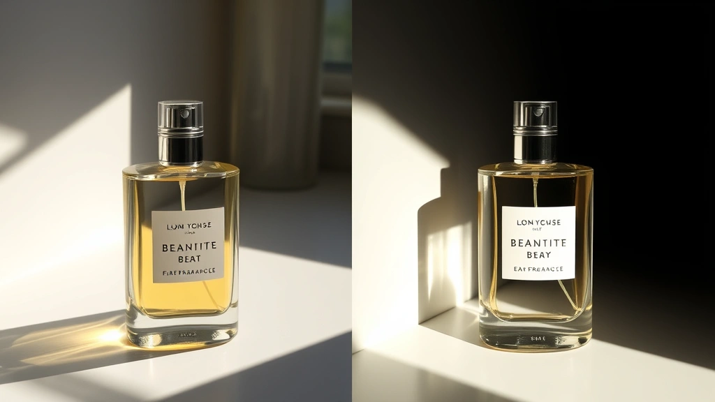 fragrance edt - 
Before and after comparison showing fragrance EDT bottle stored in direct sunli