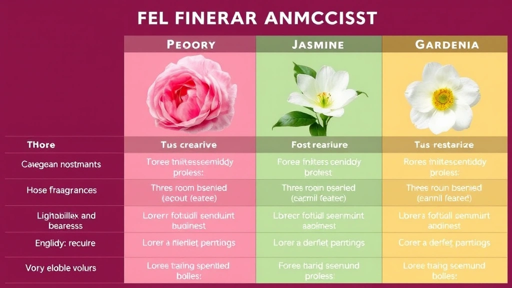 fragrance flower - 
A comparison chart showing different floral fragrance types (rose, peony, jasmi