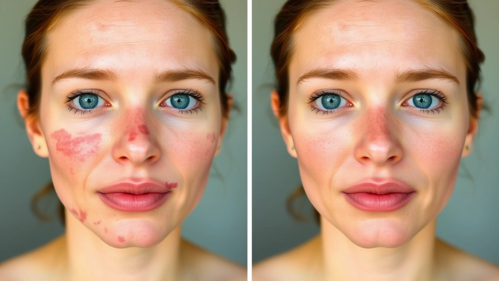 fragrance free body wash for sensitive skin - 
Split-screen comparison showing irritated inflamed skin on left versus calm, sm