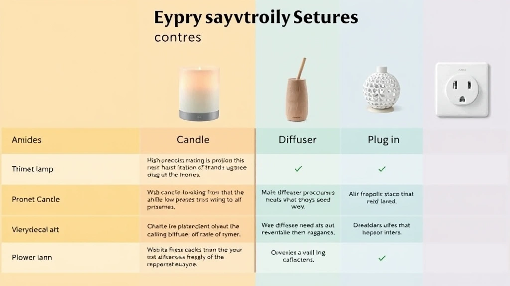 fragrance lamp - 
Comparison grid showing fragrance lamp versus candle versus diffuser versus plu