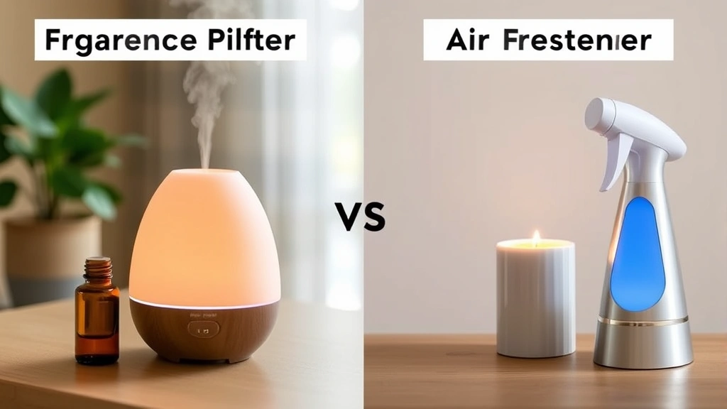 fragrance oil diffuser - 
Comparison split-screen showing fragrance oil diffuser on one side versus candl