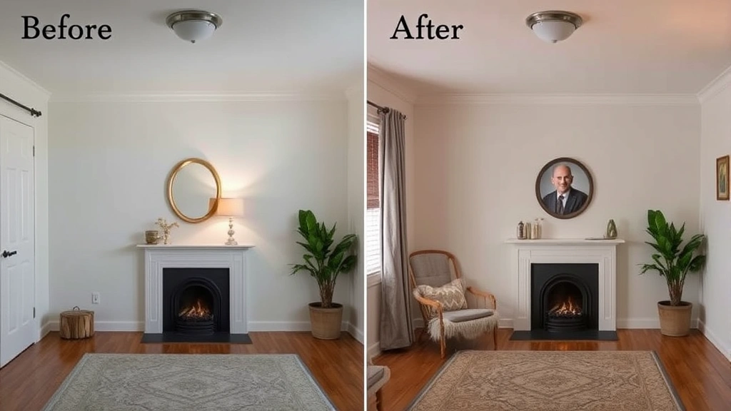 fragrance wax melts - 
Before and after comparison showing a plain room transforming into an inviting 