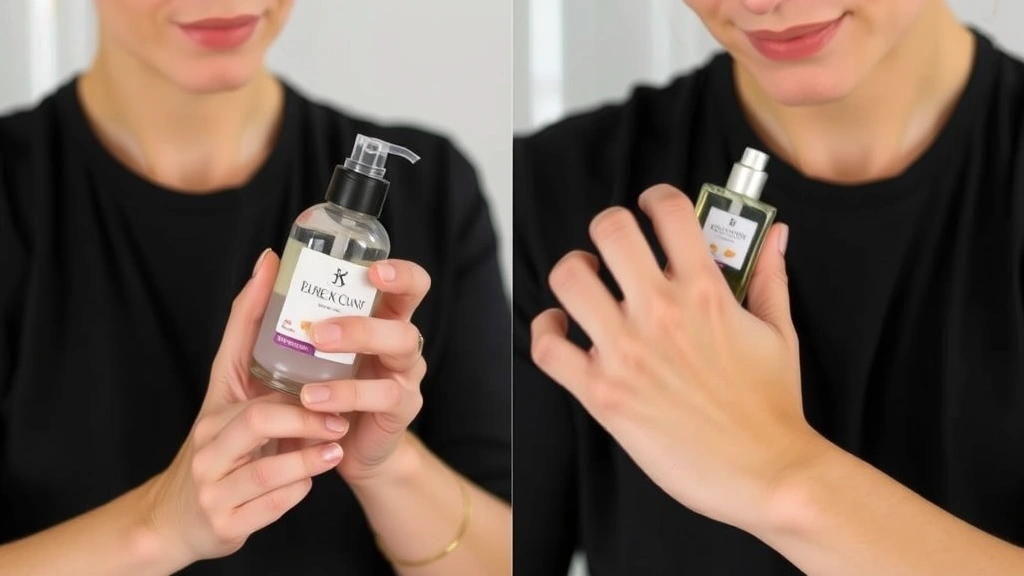 fragrance world aether - 
Layering demonstration with body lotion and fragrance bottle, showing proper ap