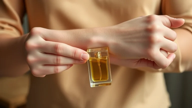how long do fragrances last - Close-up of hands applying fragrance to inner wrists and pulse points with prope