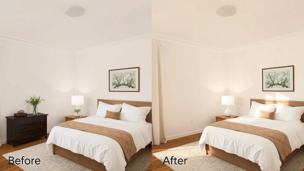 jasmine fragrance oil - 
Before and after comparison: plain bedroom versus same bedroom transformed with