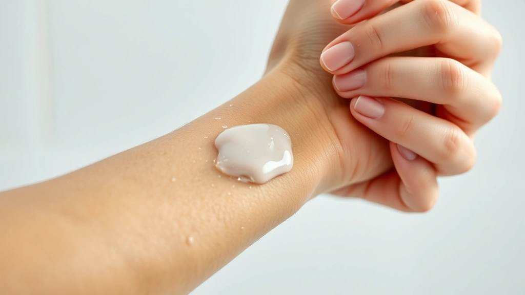 lotions fragrance - 
Close-up of hands applying fragrant lotion to arm skin with water droplets stil