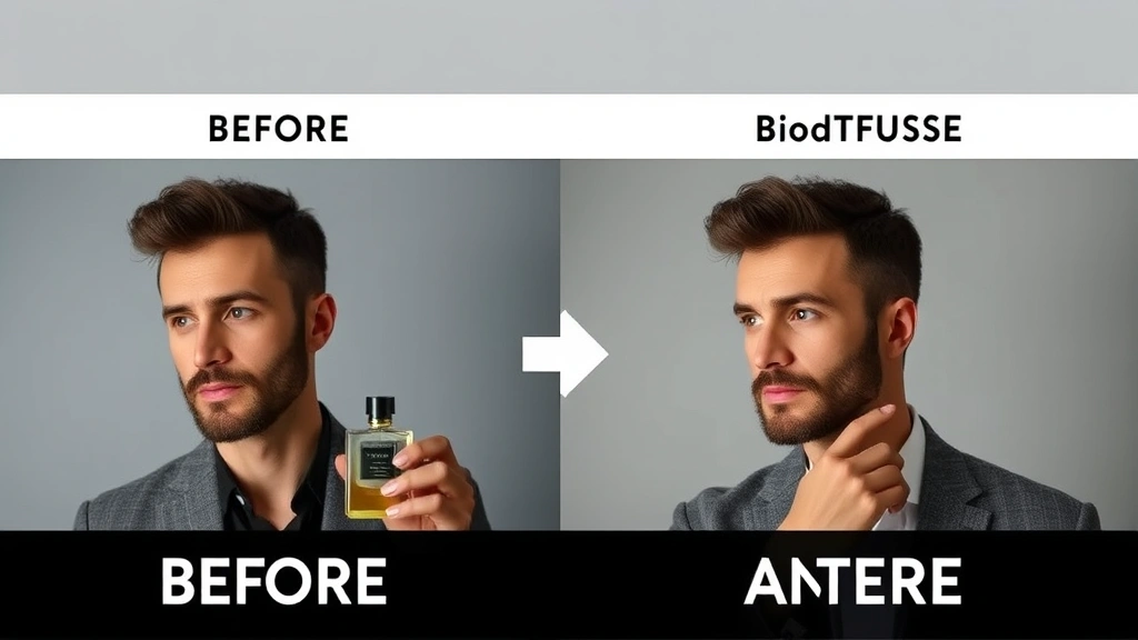 men's cologne fragrances - 
Before and after comparison showing a man’s confidence progression from n