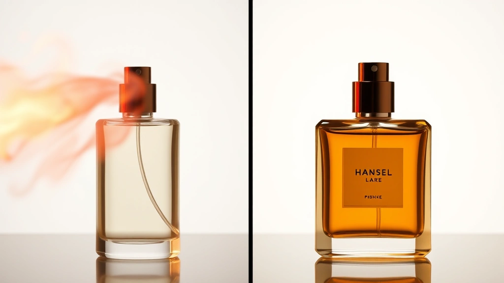 not a perfume fragrance - 
Comparison visual split-screen: bold fragrance projection on left vs subtle not