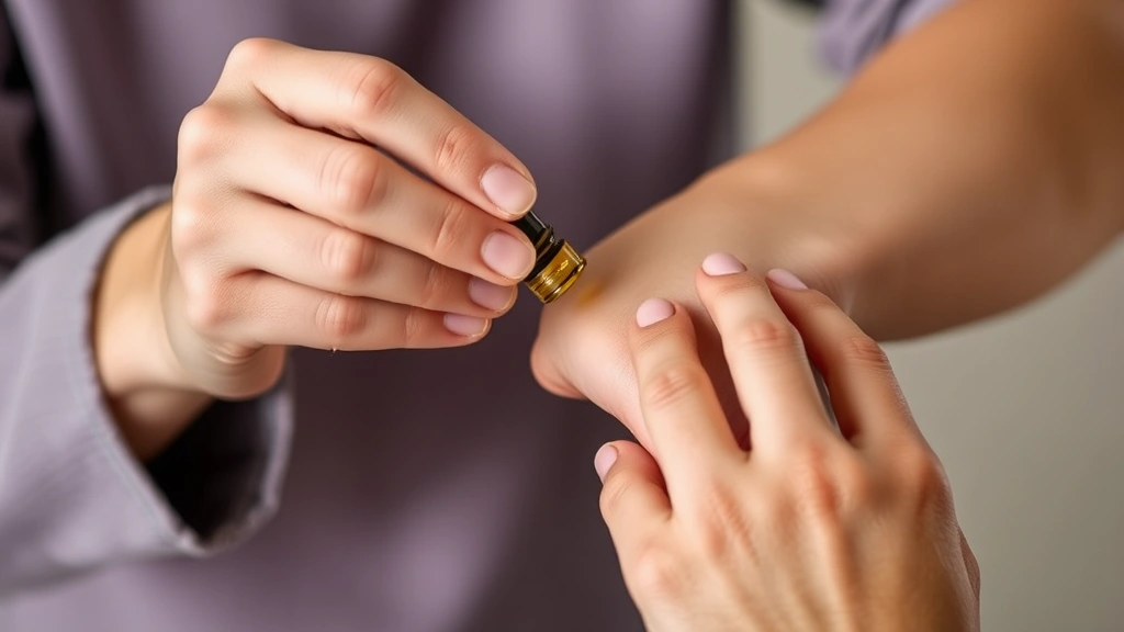 oil based fragrance - 
Person applying oil fragrance to pulse point on wrist, demonstrating proper app