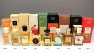 old avon cologne bottles - Vintage Avon cologne bottle collection arranged by decade showing 1960s-1980s de