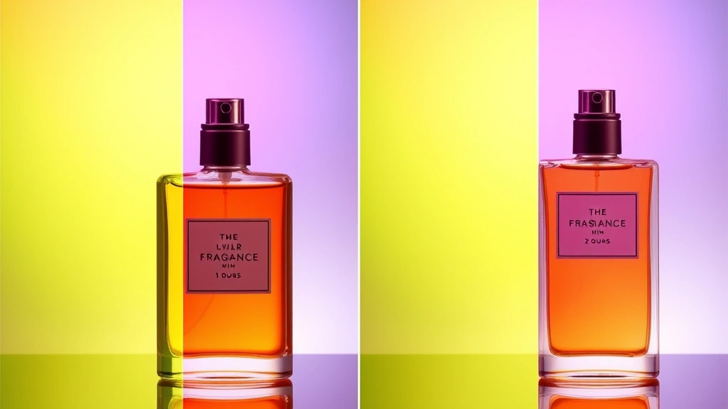 oriental fragrance perfumes -
Split-screen comparison showing the same fragrance bottle at different time int