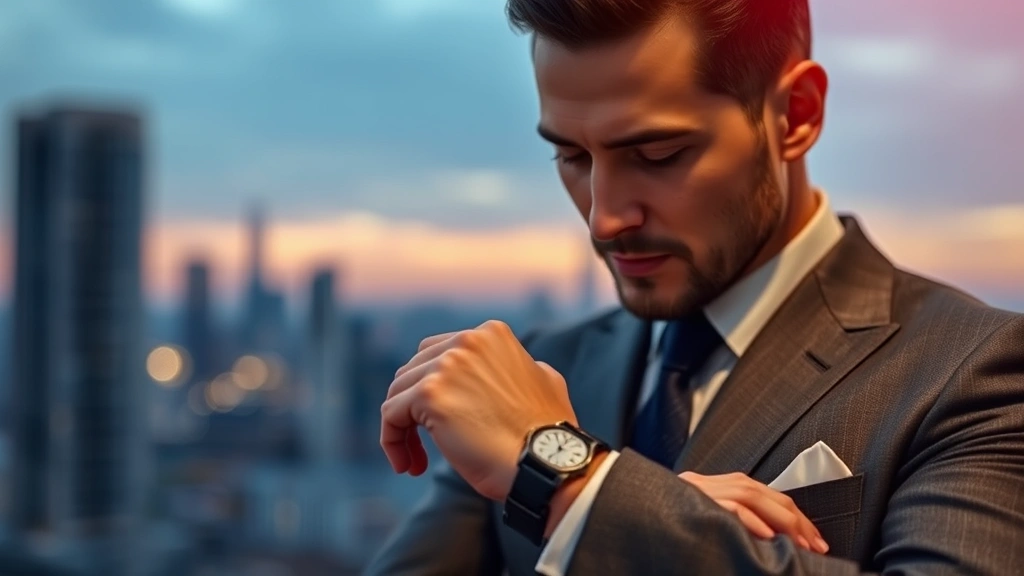 oriental woody fragrance for men -
Man wearing tailored suit checking his wrist after applying oriental woody frag