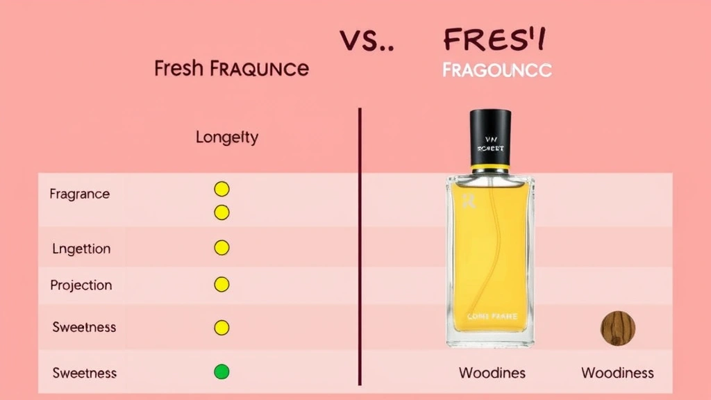 oriental woody fragrance for men -
Comparison chart showing oriental woody fragrance vs fresh fragrance with icons