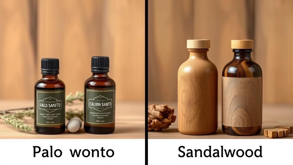 palo santo fragrance - 
Comparison split-screen showing palo santo fragrance next to cedarwood and sand