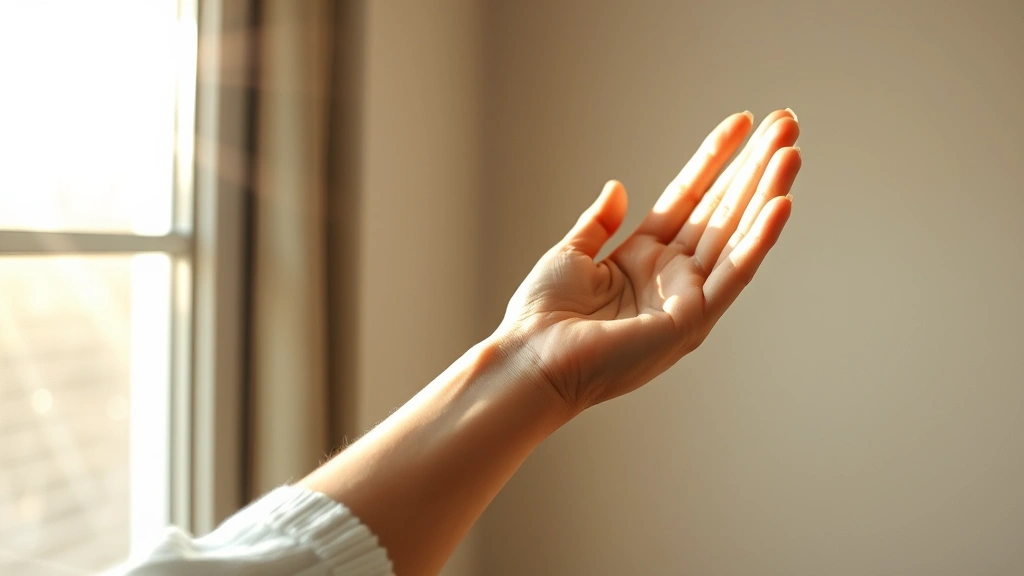 petrichor fragrance - 
Person applying petrichor fragrance to wrist with peaceful expression, morning 