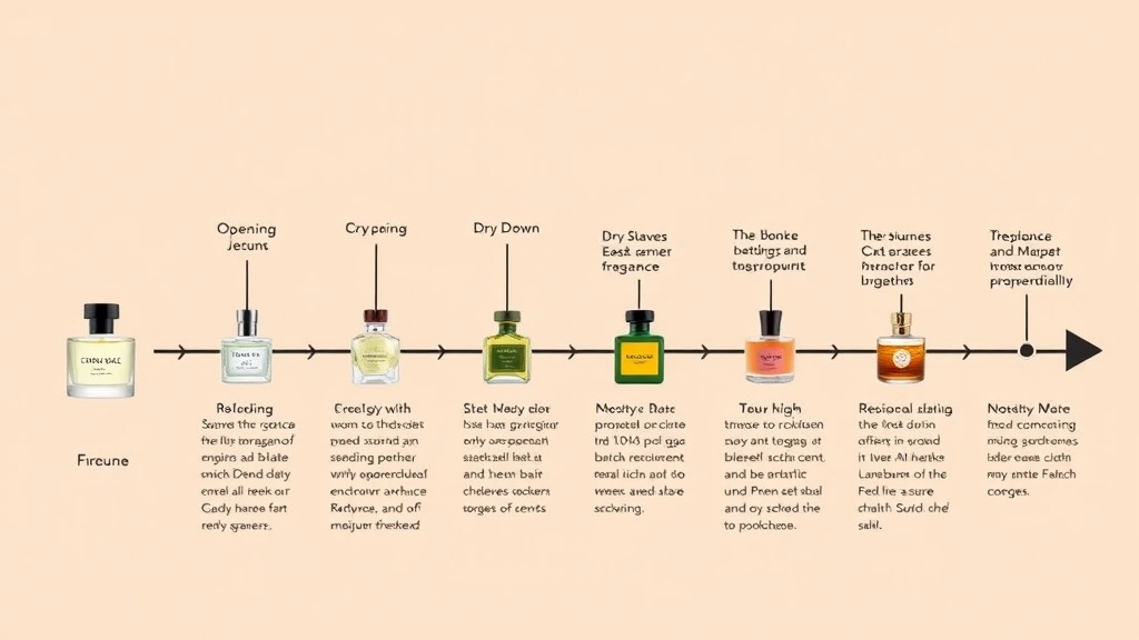 poison fragrance - 
Timeline showing fragrance development from opening to drydown with visual repr
