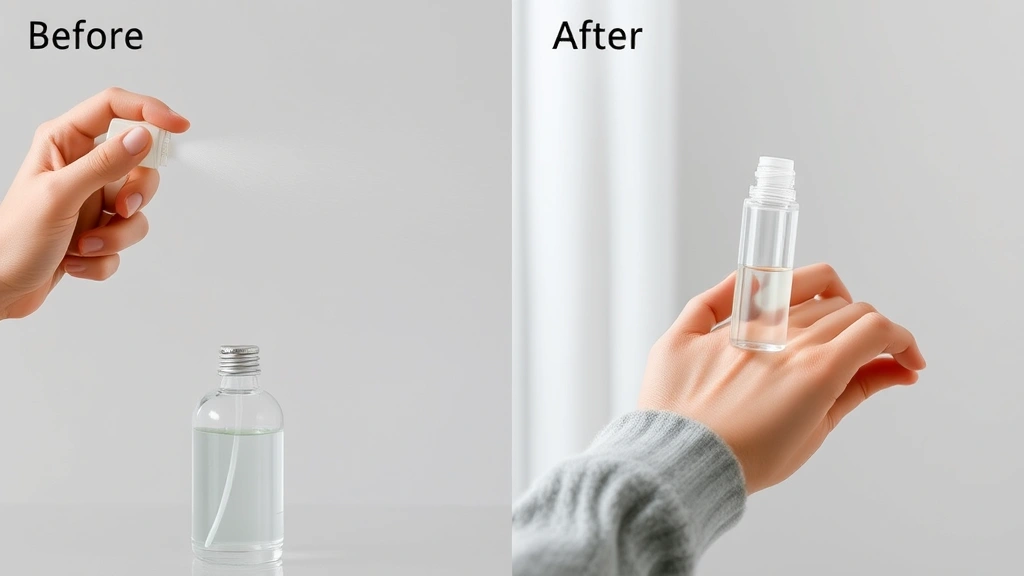 roll on fragrance oil - 
Before and after split image comparing fragrance application methods: spray bot