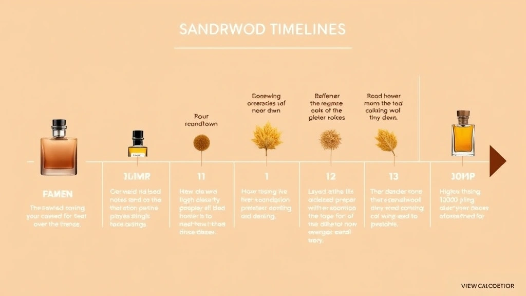 sandalwood cologne for men -
Timeline graphic showing how sandalwood fragrance develops from opening notes t