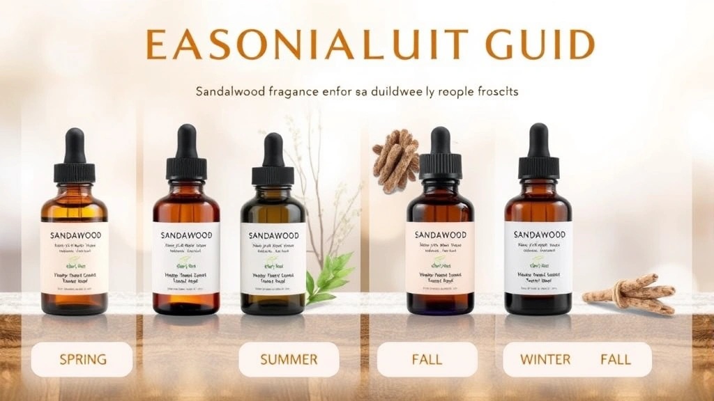 sandalwood cologne for men -
Seasonal guide visual showing different sandalwood fragrance recommendations fo