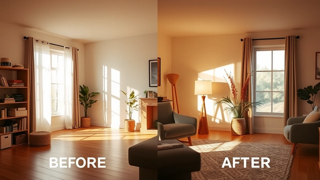 scented fragrance oil - 
Before and after split-screen showing empty room versus cozy scented space with