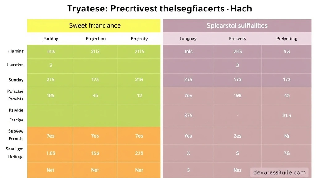 sweet fragrance for women -
Side-by-side comparison chart showing sweet fragrance longevity, projection, an