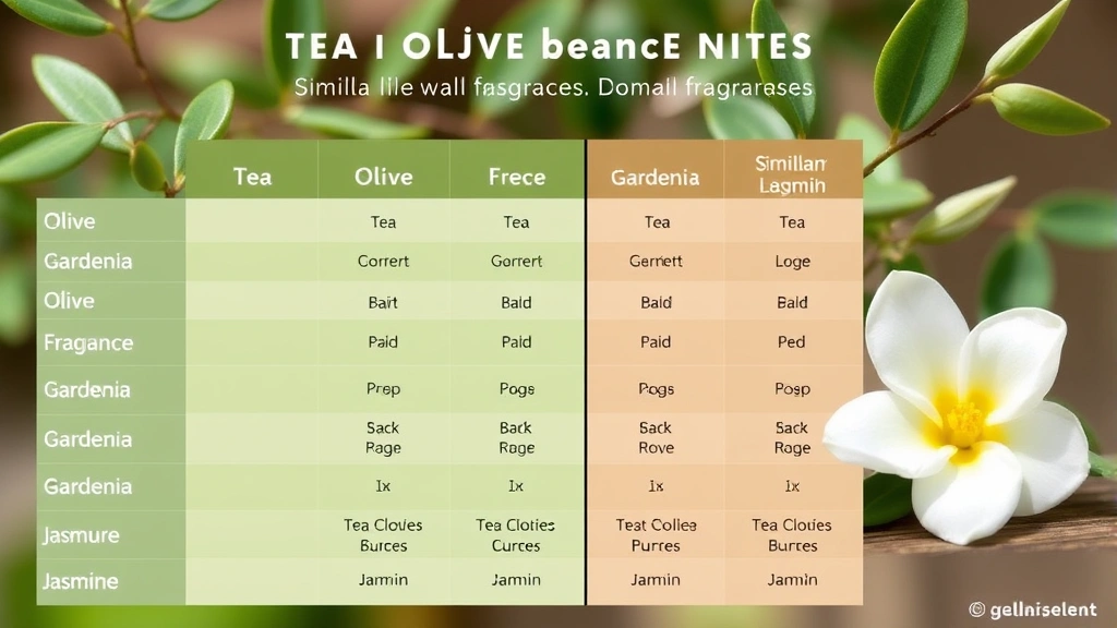 tea olive fragrance - 
Comparison chart showing tea olive fragrance notes versus similar fragrances li