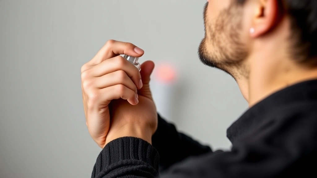 teakwood cologne - 
Man applying cologne to pulse points on neck and wrist with proper technique de