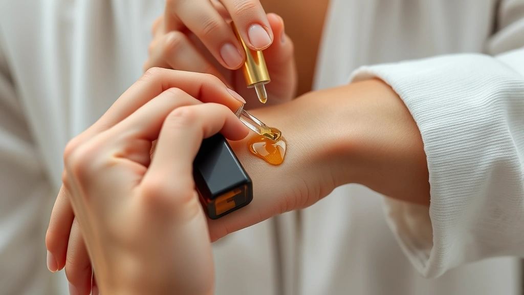 unisex musk perfume oil 0.5 oz fragrances - 
Hands applying musk perfume oil to wrist pulse point, showing the application t