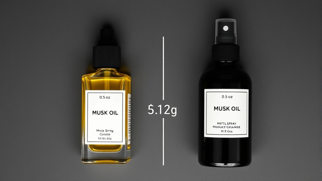 unisex musk perfume oil 0.5 oz fragrances - 
Flat lay comparison of a 0.5 oz musk oil bottle next to a standard spray cologn