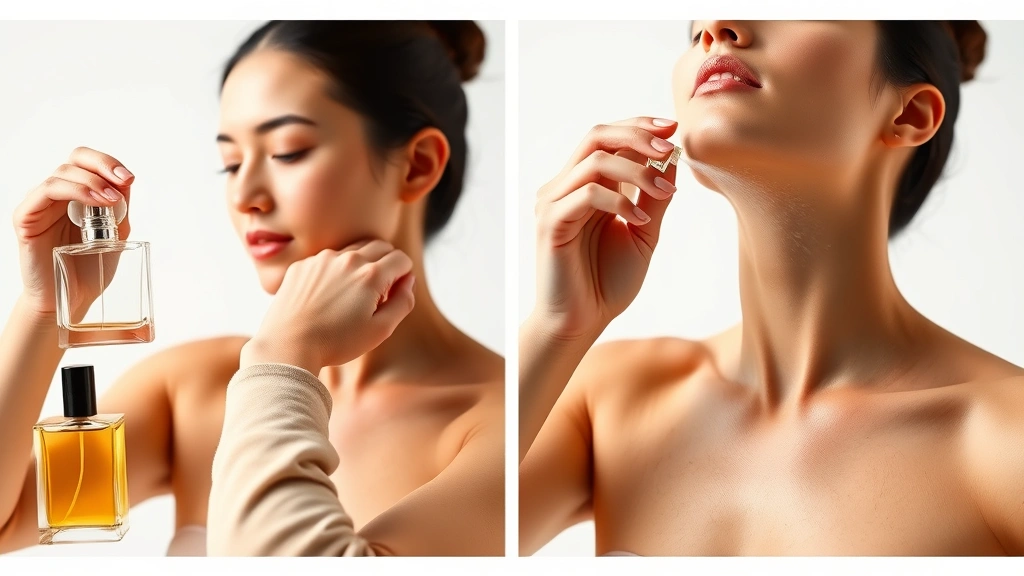 unisex niche emarati antique edp spray 3.4 oz fragrances -
Split-screen comparison showing fragrance application on pulse points (wrist an