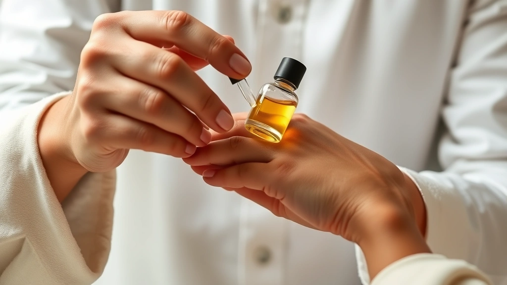 unisex white oudh perfume oil 0.5 oz fragrances - 
Hands applying unisex white oudh perfume oil to wrist pulse point, showing prop