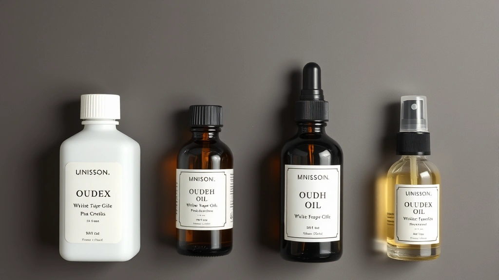 unisex white oudh perfume oil 0.5 oz fragrances - 
Flat lay comparison of unisex white oudh oil bottle next to traditional spray f