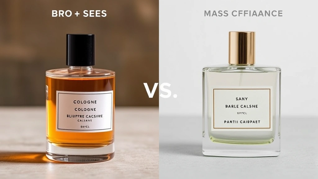 what is niche cologne - 
Side-by-side comparison of niche cologne bottle versus mass-market fragrance sh