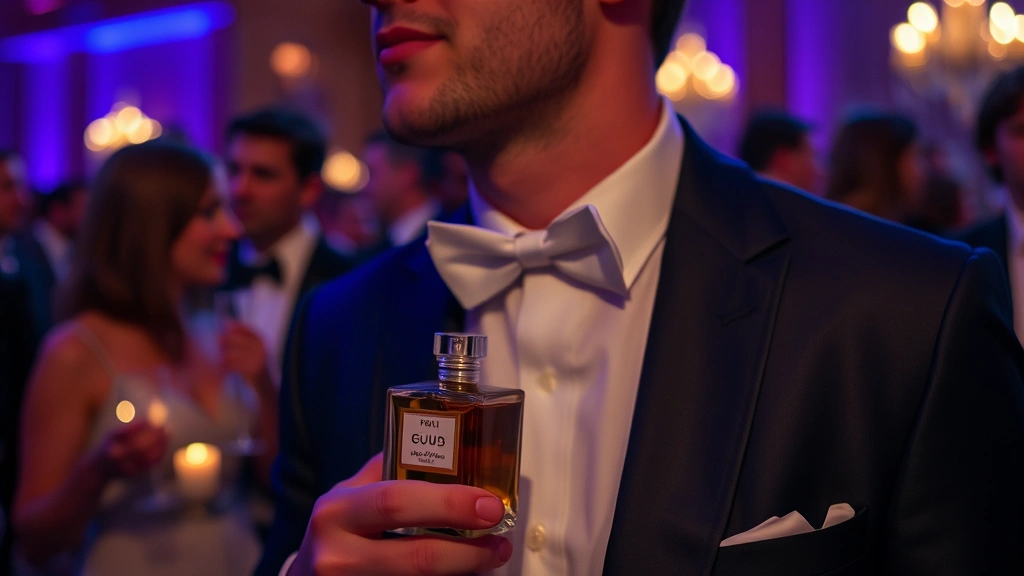 what is oud fragrance - 
Person wearing oud fragrance at an evening event, showing the sophisticated, lu